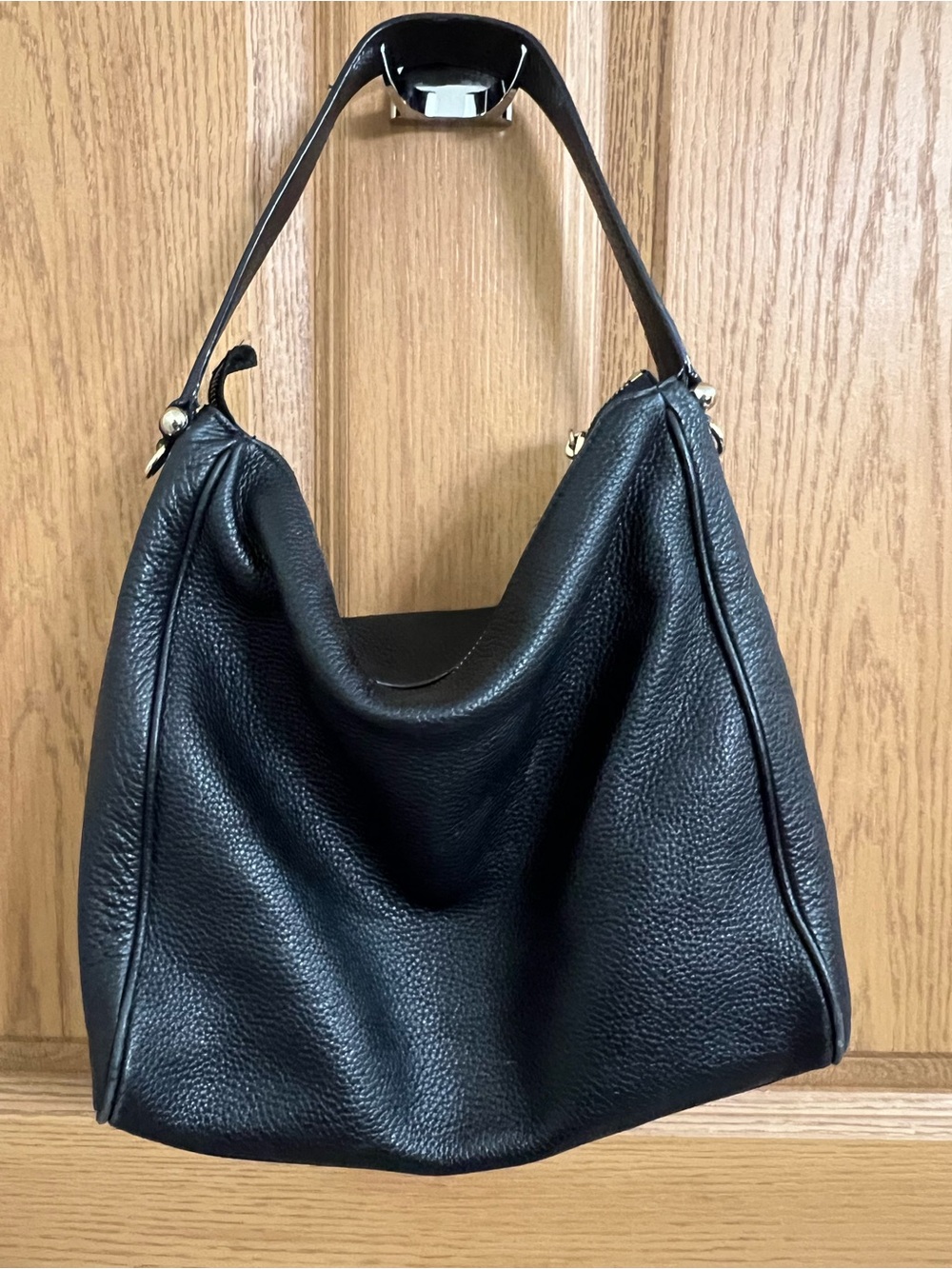 KATE SPADE | BLACK PEBBLED TEXTURED LEATHER HOBO SHOULDER BAG PURSE - Picture 2 of 13